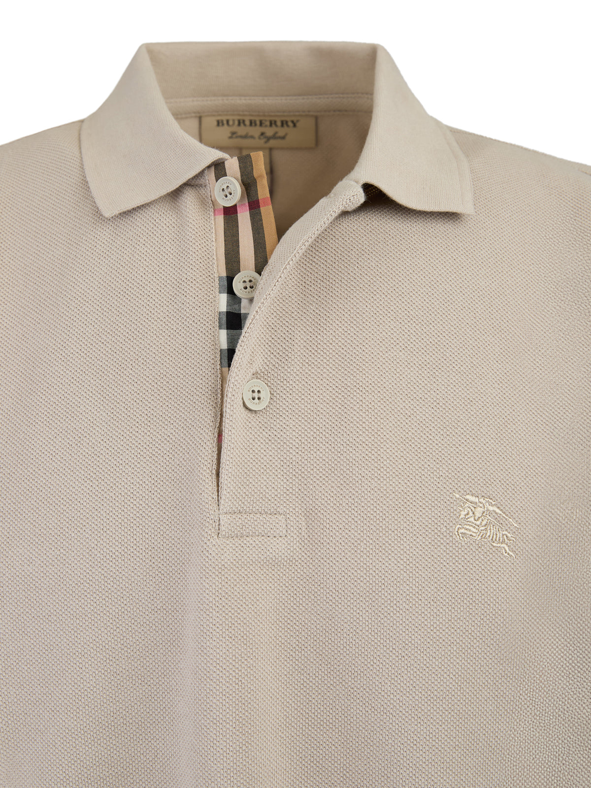 Burberry Polohemd mit Kragen aus Baumwolle in hellem Stein