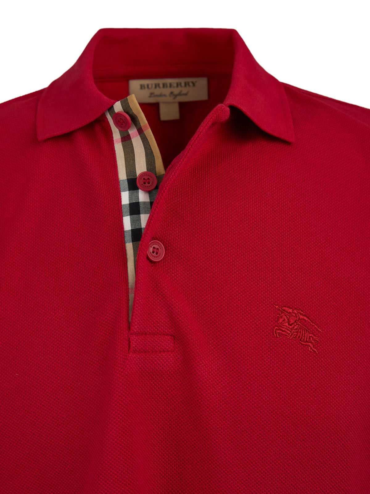 Burberry Rotes Polohemd mit Kragen aus Baumwolle