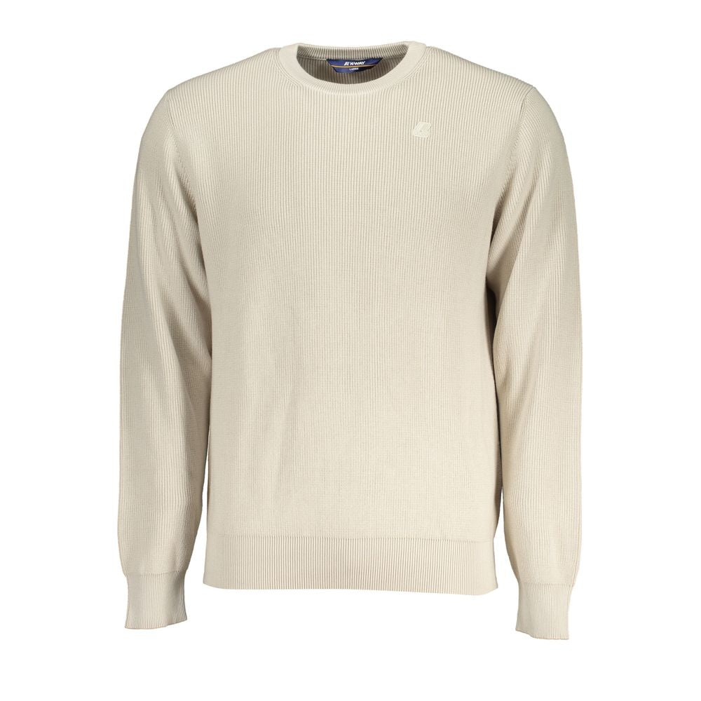 K-WAY Beigefarbener Baumwollpullover mit Rundhalsausschnitt und Logo-Detail