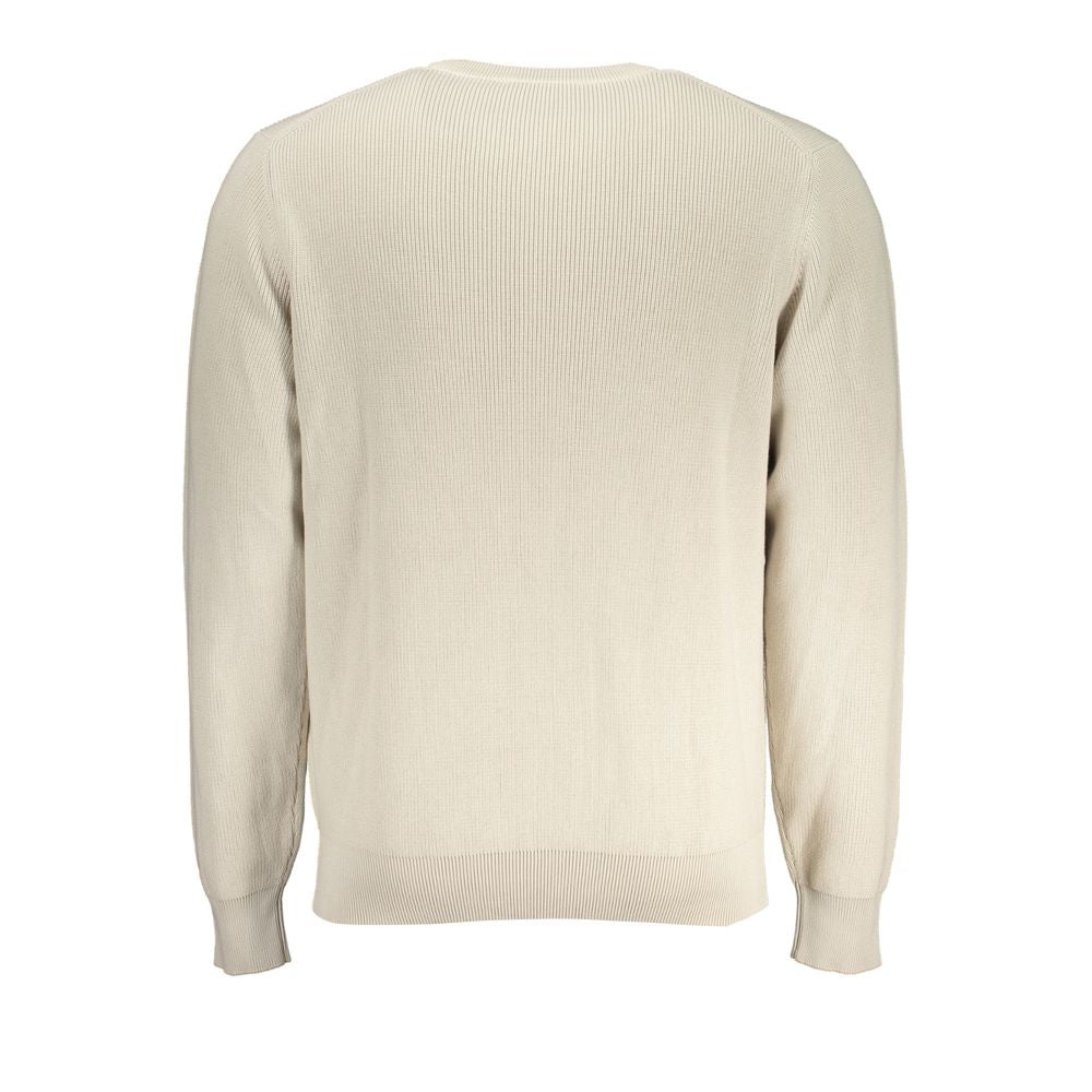 K-WAY Beigefarbener Baumwollpullover mit Rundhalsausschnitt und Logo-Detail