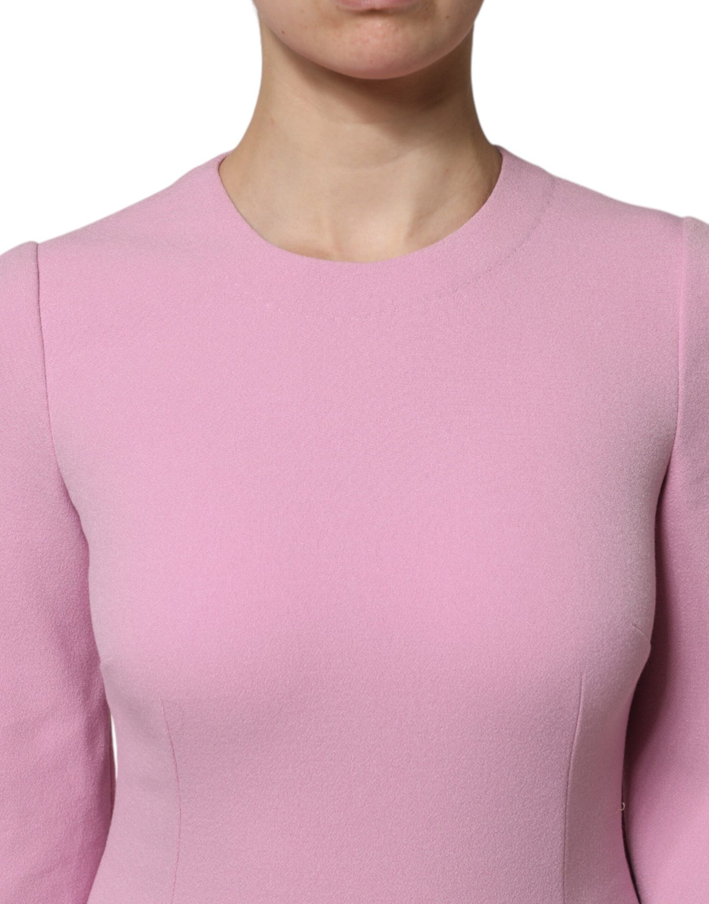 Dolce & Gabbana Rosa Polyester Langärmeliges Etuikleid Minikleid