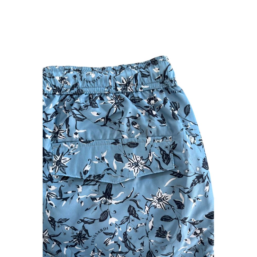 Trussardi Beachwear Hellblaue Polyester Herren-Badeshorts