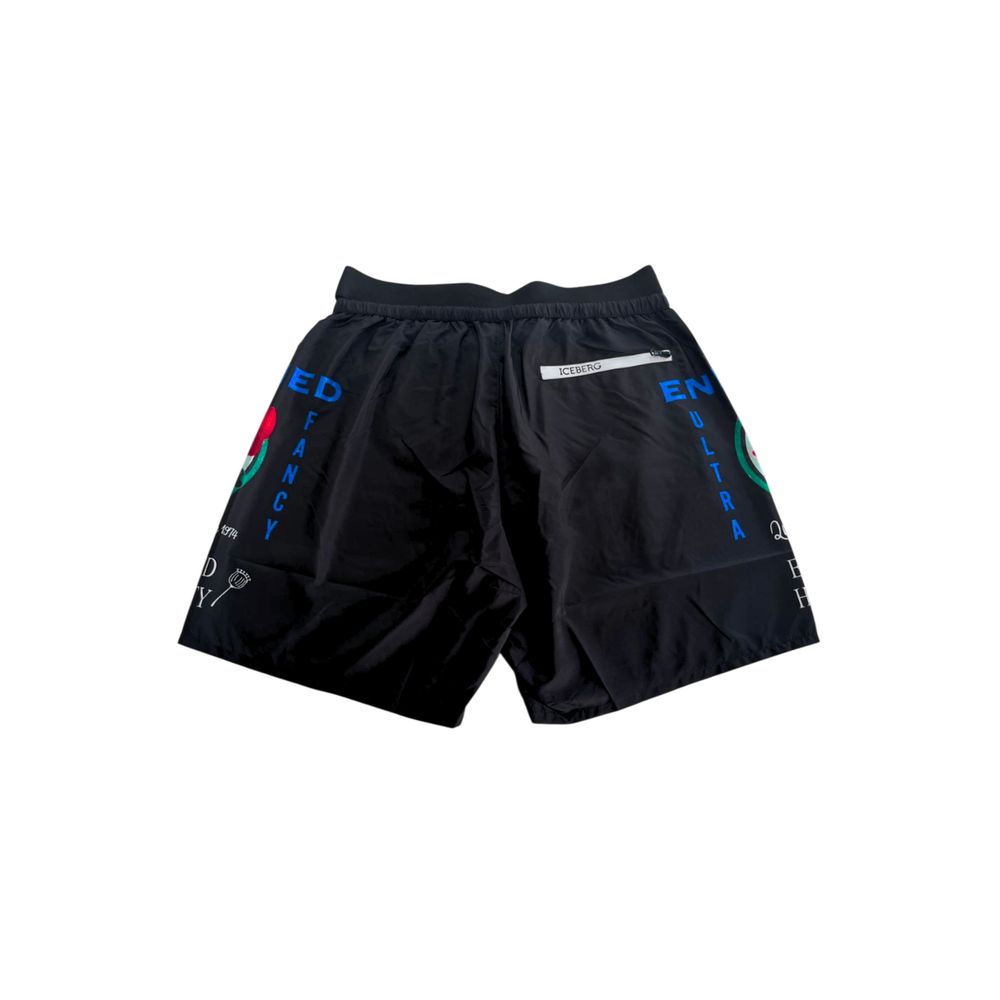 Iceberg Schwarze Polyester Herren-Badeshorts