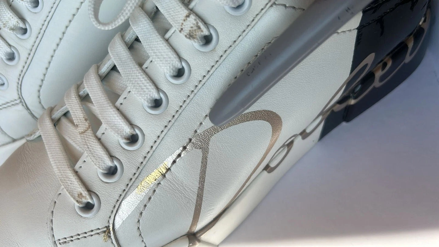 Dolce & Gabbana Weiß Schwarz Logo Portofino Herren Sneaker Schuh