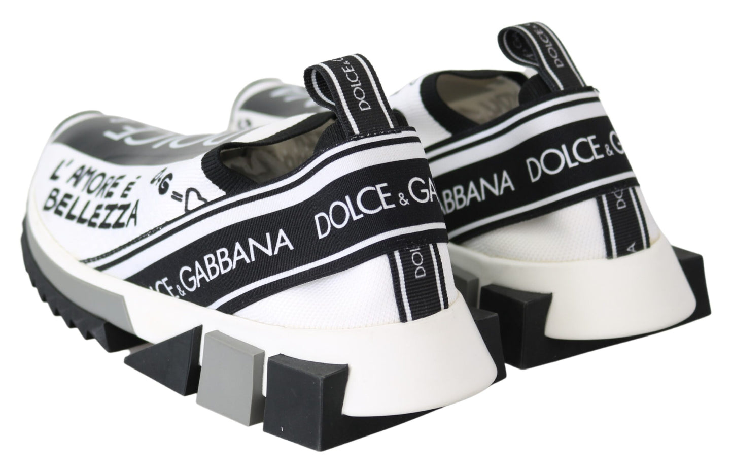 Dolce & Gabbana Weiß Schwarz Slip On Sorrento Sneakers