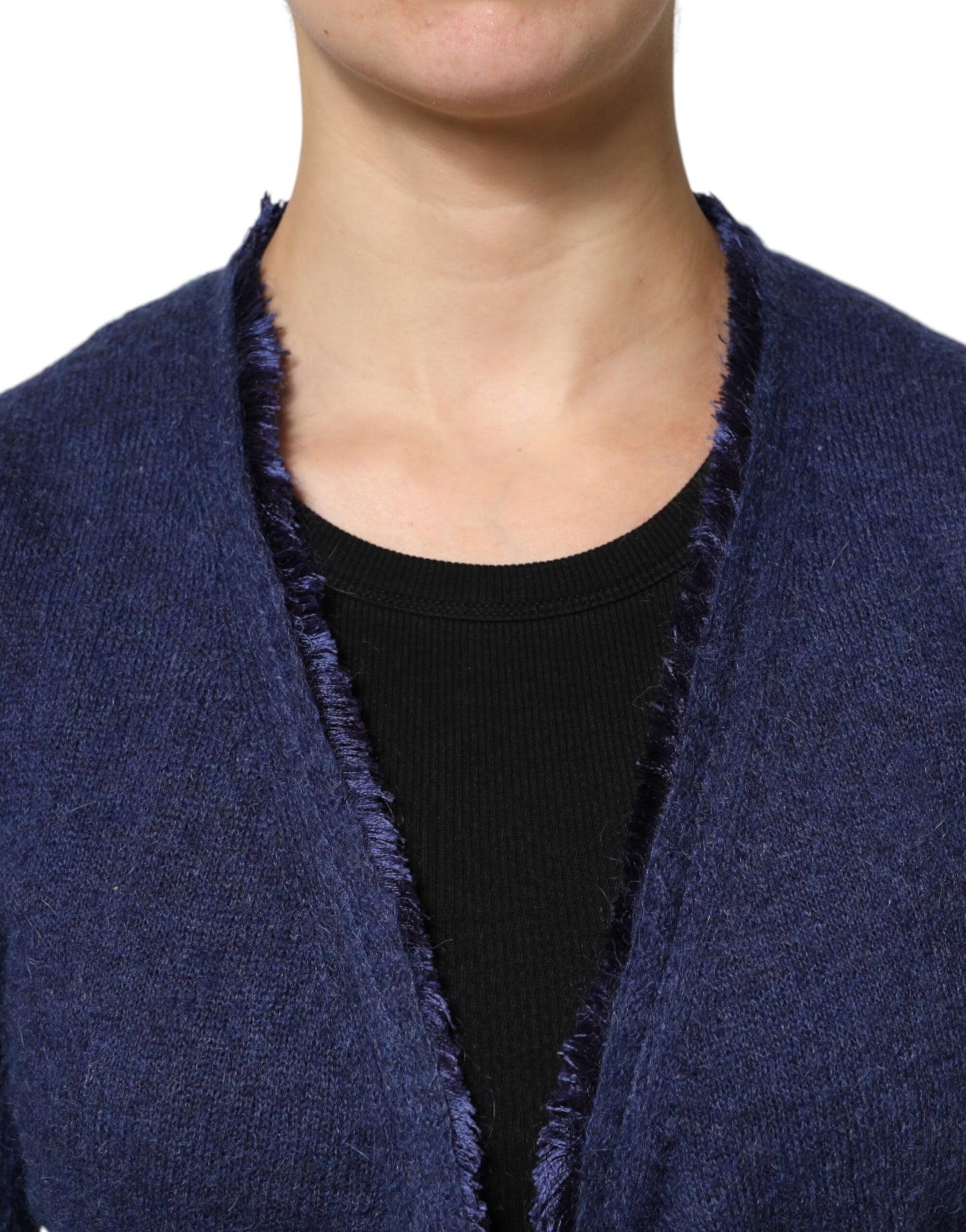 Ballantyne Dunkelblauer langärmeliger Mantel Strickjacke Pullover