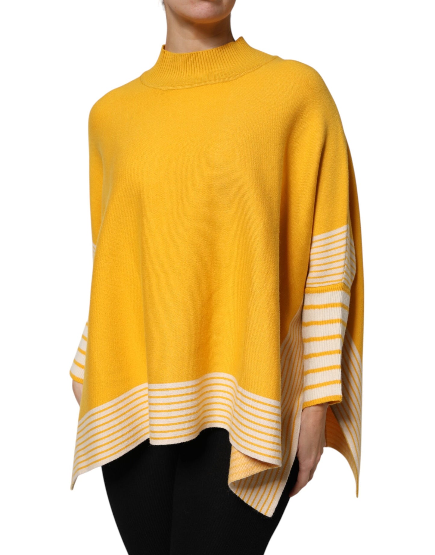 SIGNS Gelb gestreifter langärmeliger Pullover Pullover