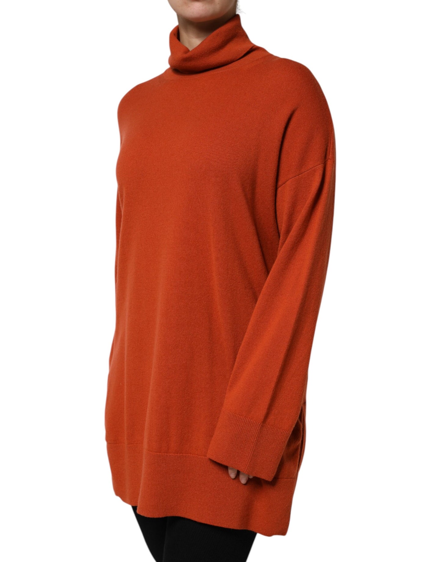Alpha Studio Dunkeloranger Rollkragenpullover mit langen Ärmeln