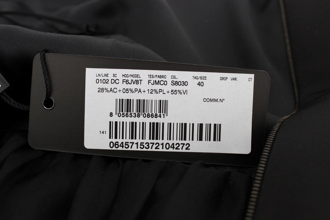 Dolce & Gabbana Schwarzes graues Etuikleid in voller Länge