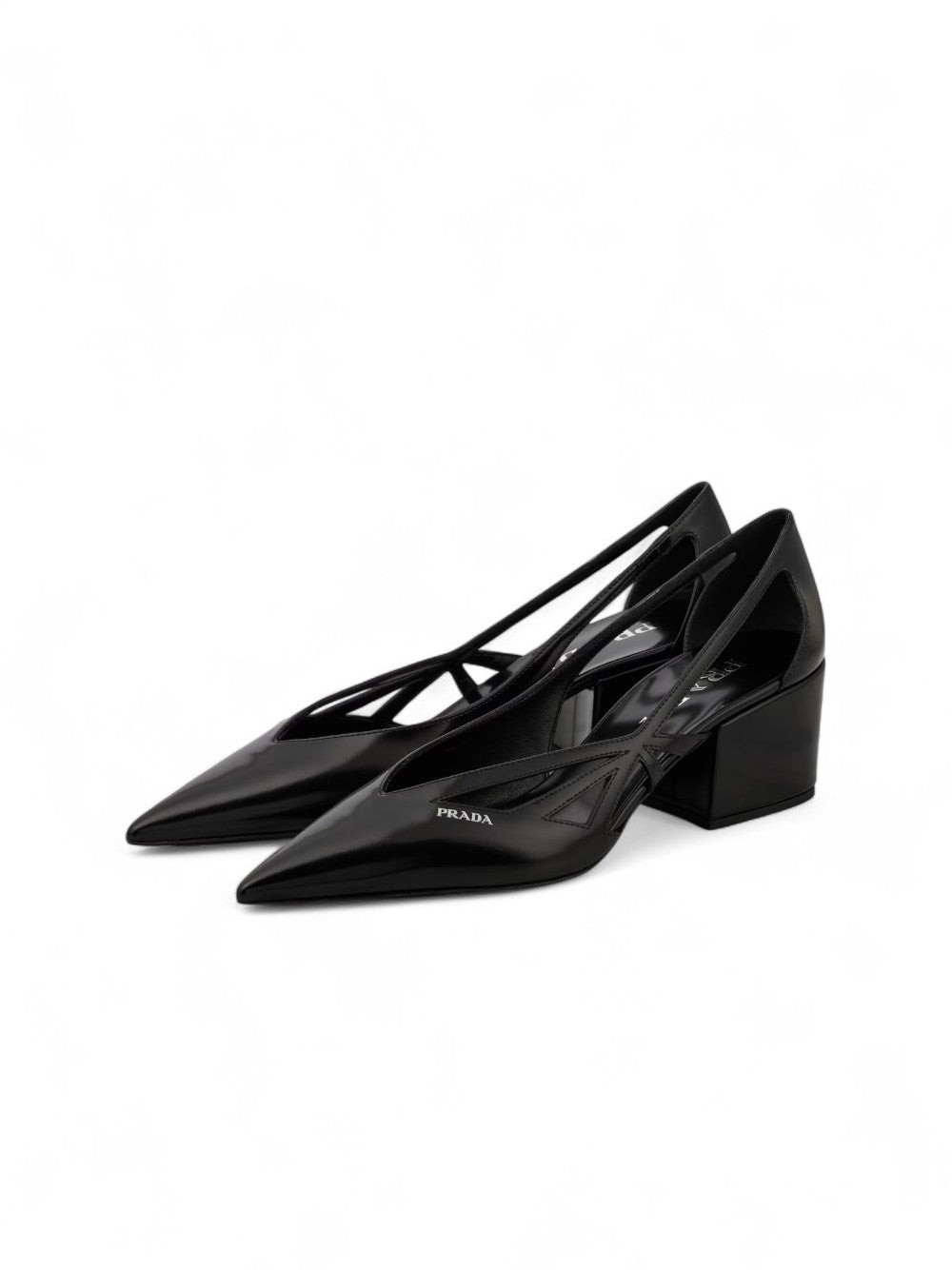 Prada Schwarze Leder-Pumps mit Ausschnitt 55