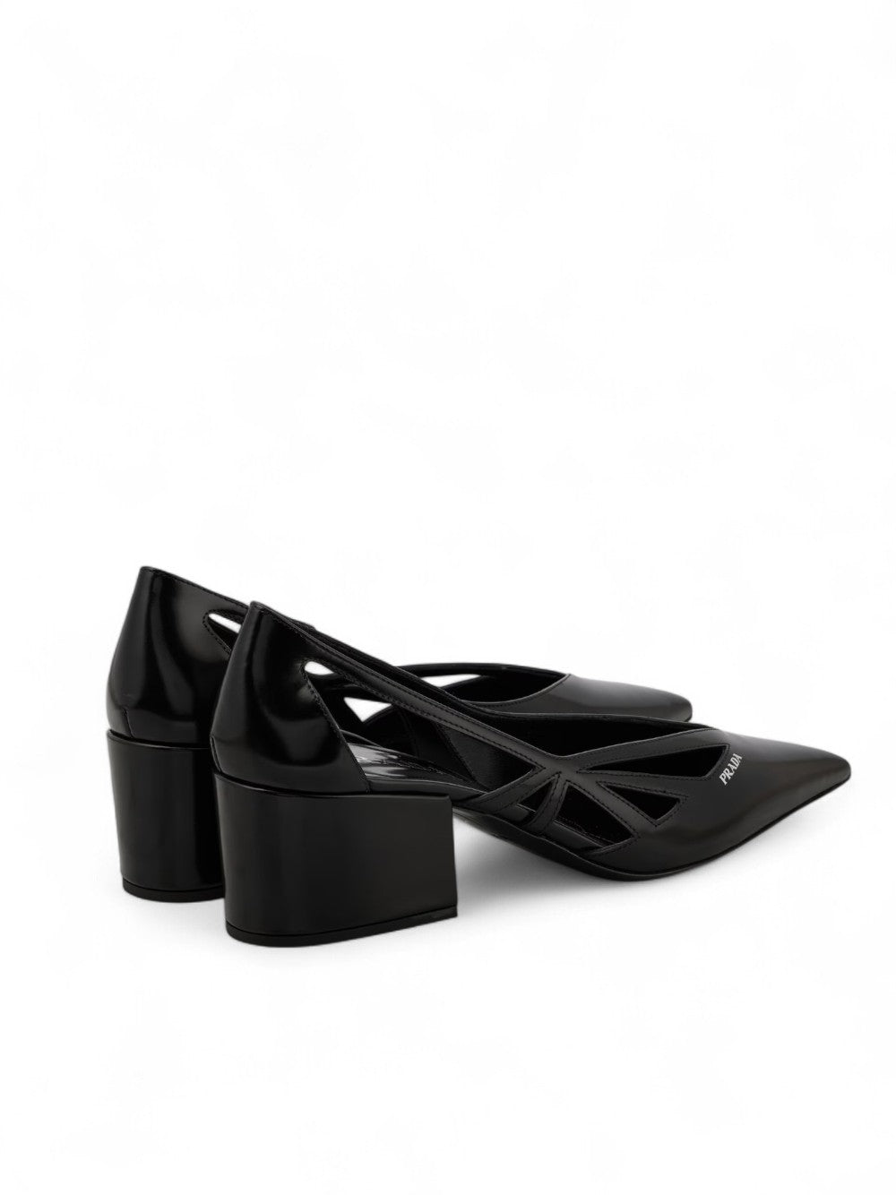 Prada Schwarze Leder-Pumps mit Ausschnitt 55