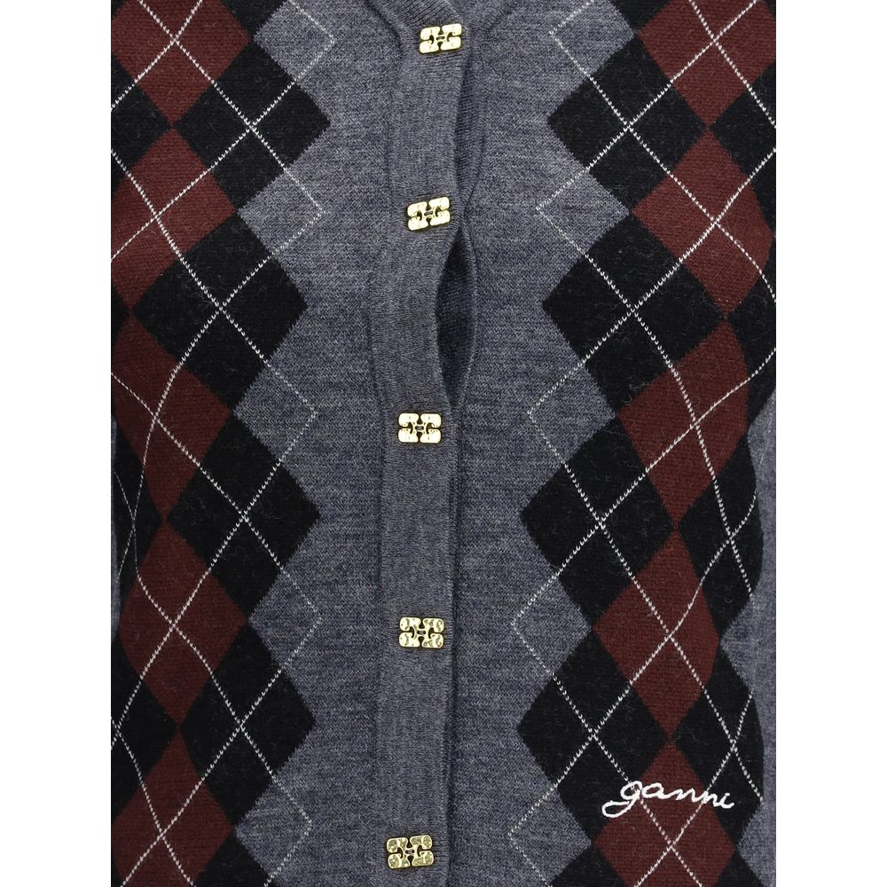 Ganni Karo-Strickjacke