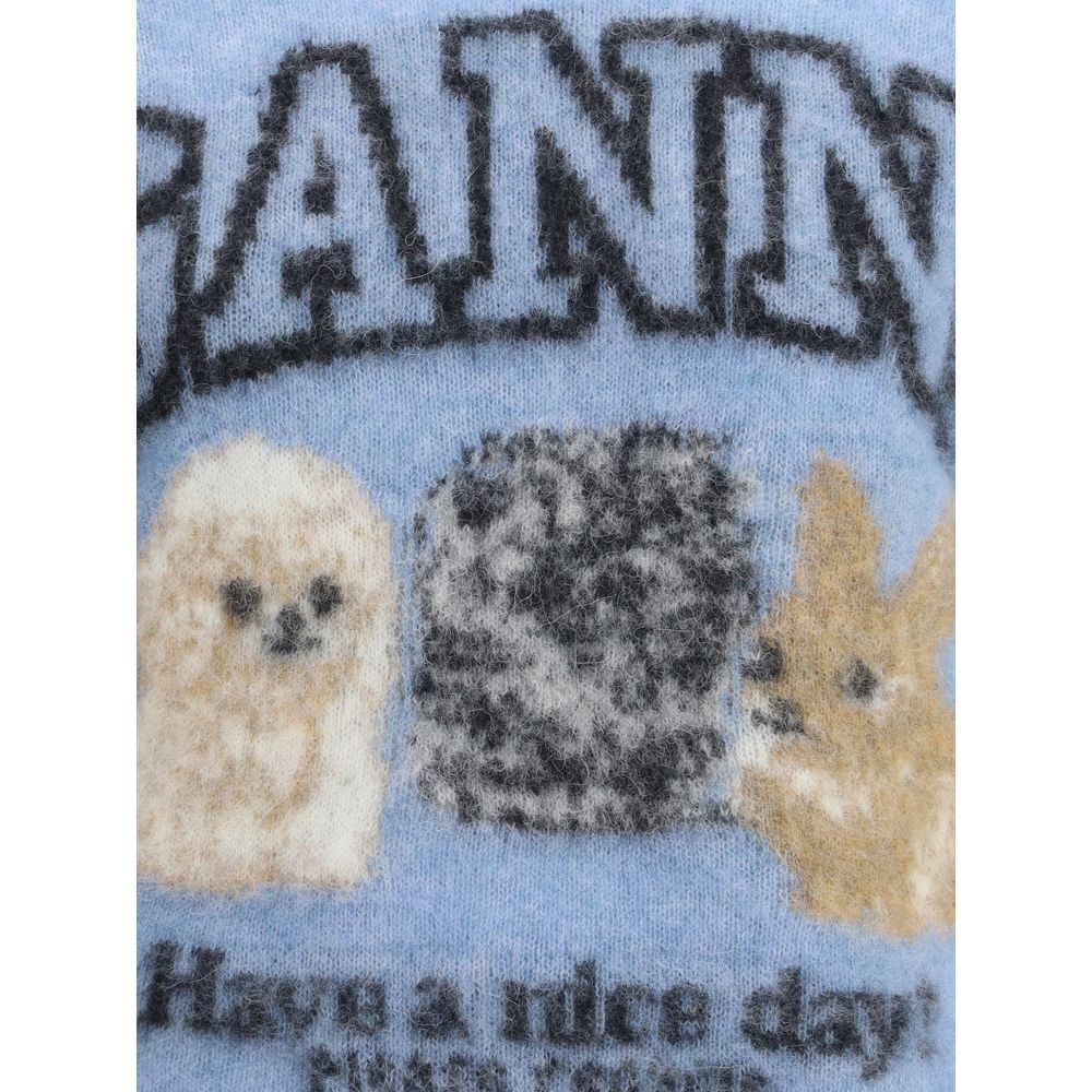 Ganni Welpen Kurzarm-Pullover