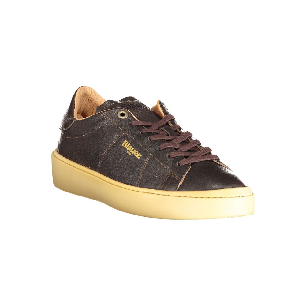 Blauer Braunes Leder Herren Sneaker