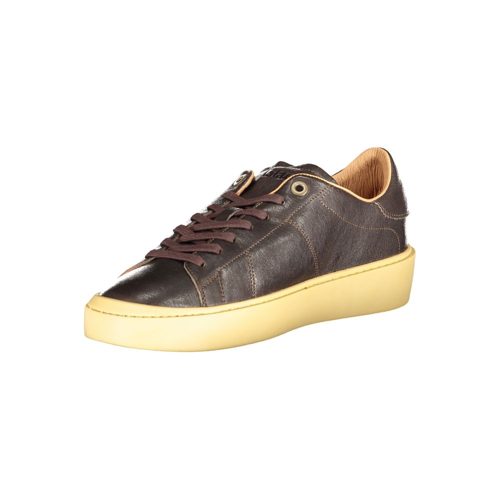 Blauer Braunes Leder Herren Sneaker