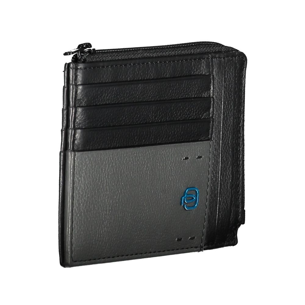 Piquadro Schwarzes Leder Herren Portemonnaie