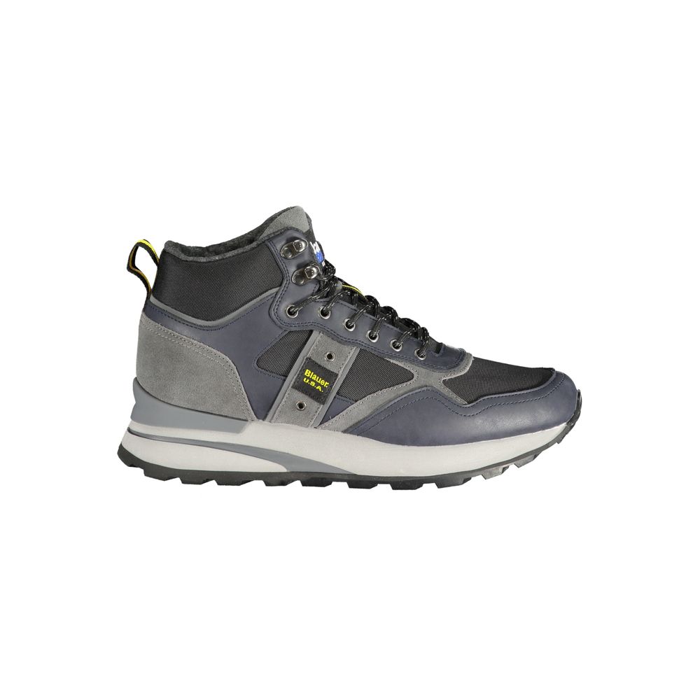 Blauer Blaue Leder Herren Sneaker