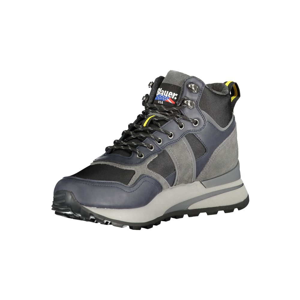 Blauer Blaue Leder Herren Sneaker