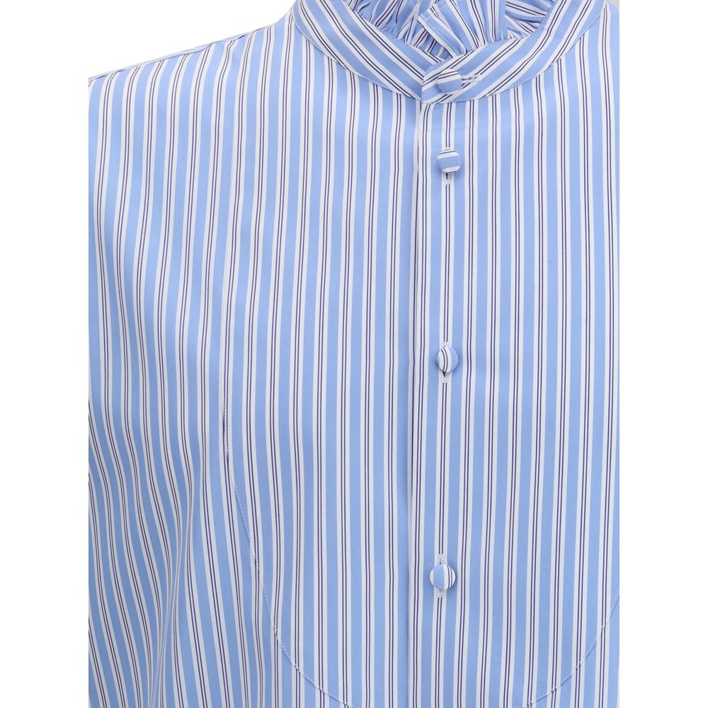 Valentino Gestreiftes Plastron und Rüschenhemd