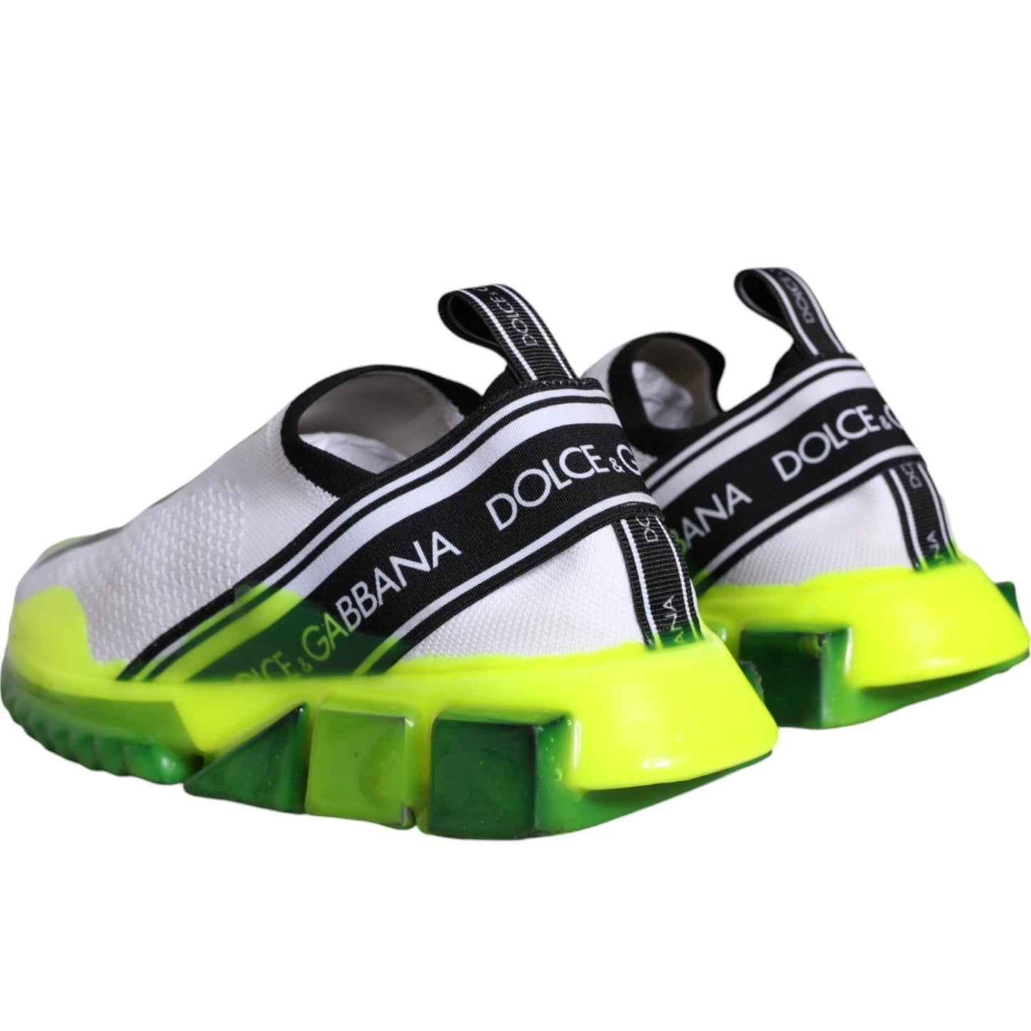 Dolce & Gabbana Weiß Gelb Slip On Sorrento Turnschuhe Schuhe