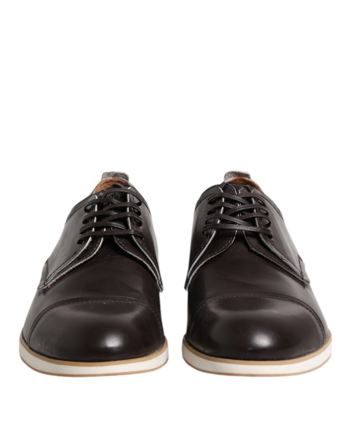 Pollini Dunkelbraune Leder Derby Schnürschuhe Kleid Formelle Schuhe