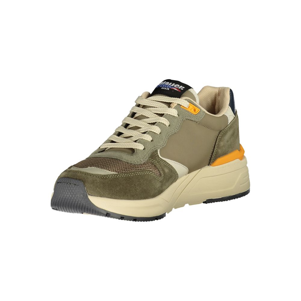 Blauer Grüner Polyester Herren Sneaker