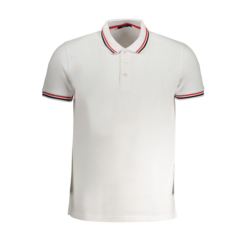 Cavalli Class Weißes Baumwoll-Poloshirt