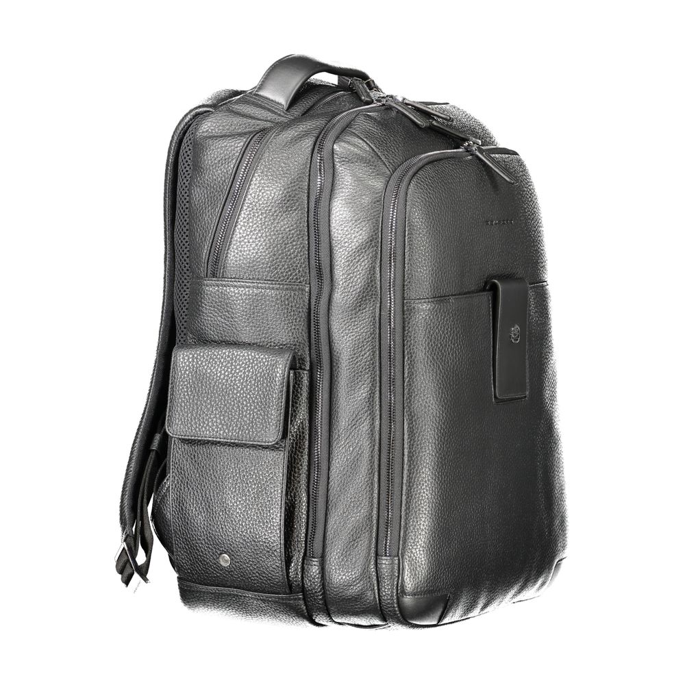 Piquadro Schwarzer Leder-Rucksack für Männer