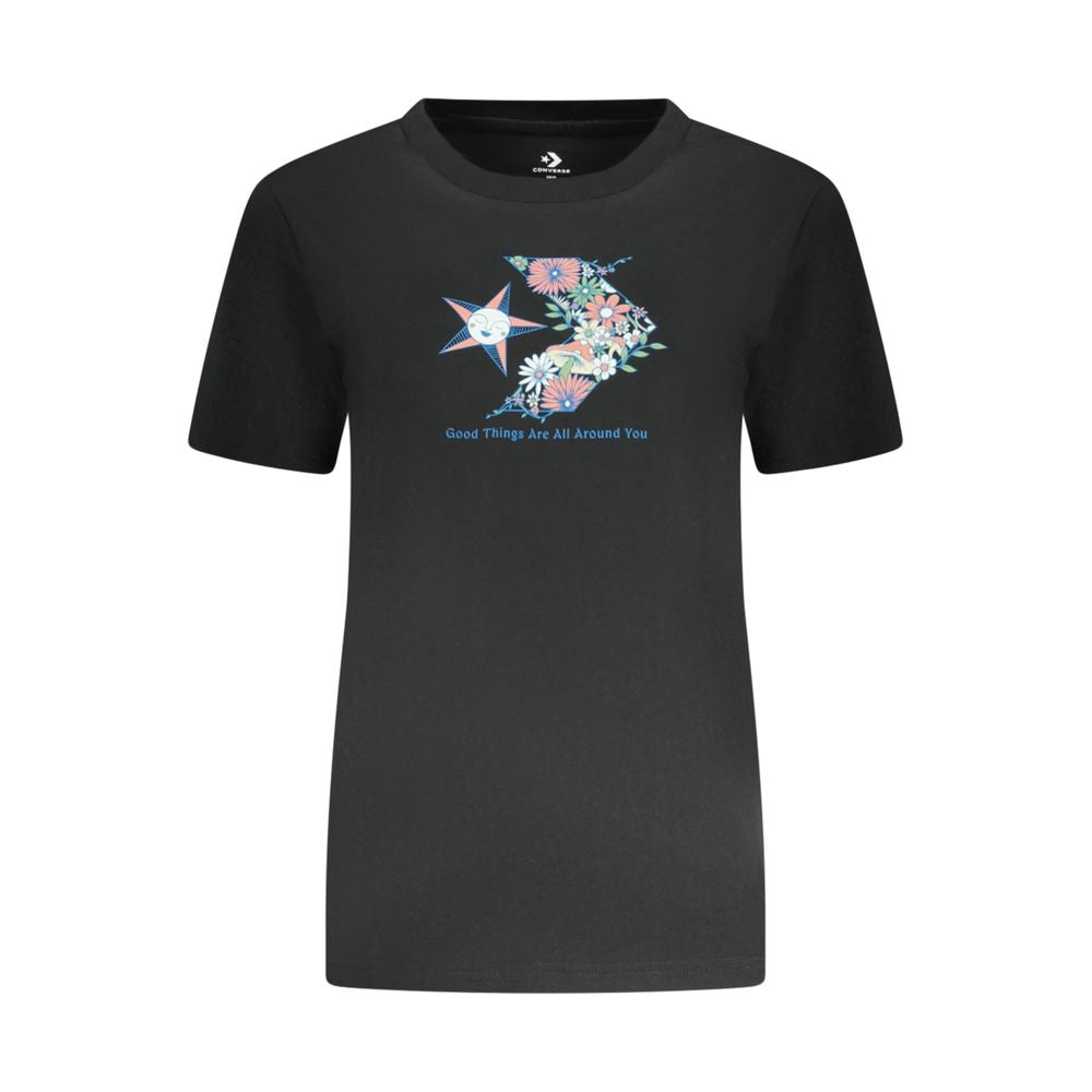 Converse Schwarzes Baumwoll-T-Shirt für Frauen