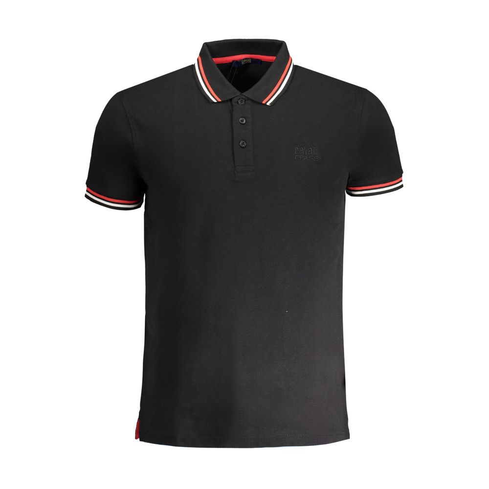 Cavalli Class Schwarzes Baumwoll-Poloshirt