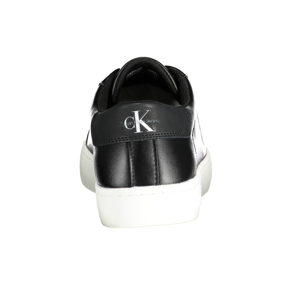 Blauer Schwarzes Leder Herren Sneaker