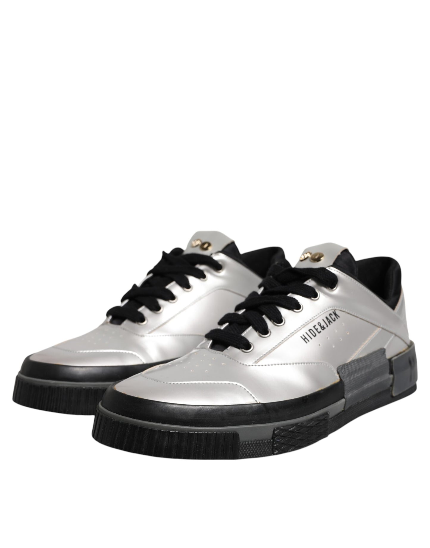 HIDE & JACK Metallic Silber Low Top Lace Up Sneakers Schuhe