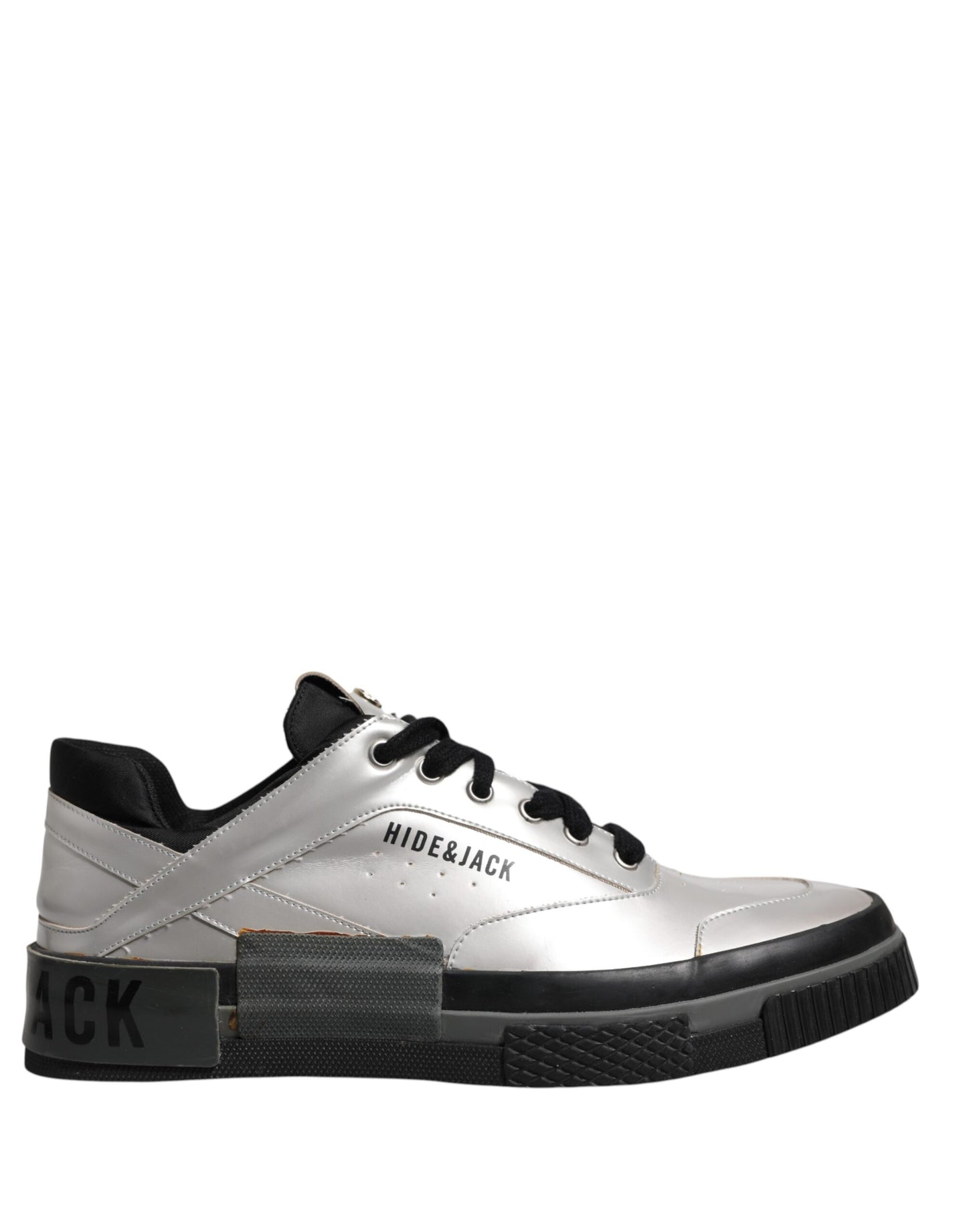 HIDE & JACK Metallic Silber Low Top Lace Up Sneakers Schuhe