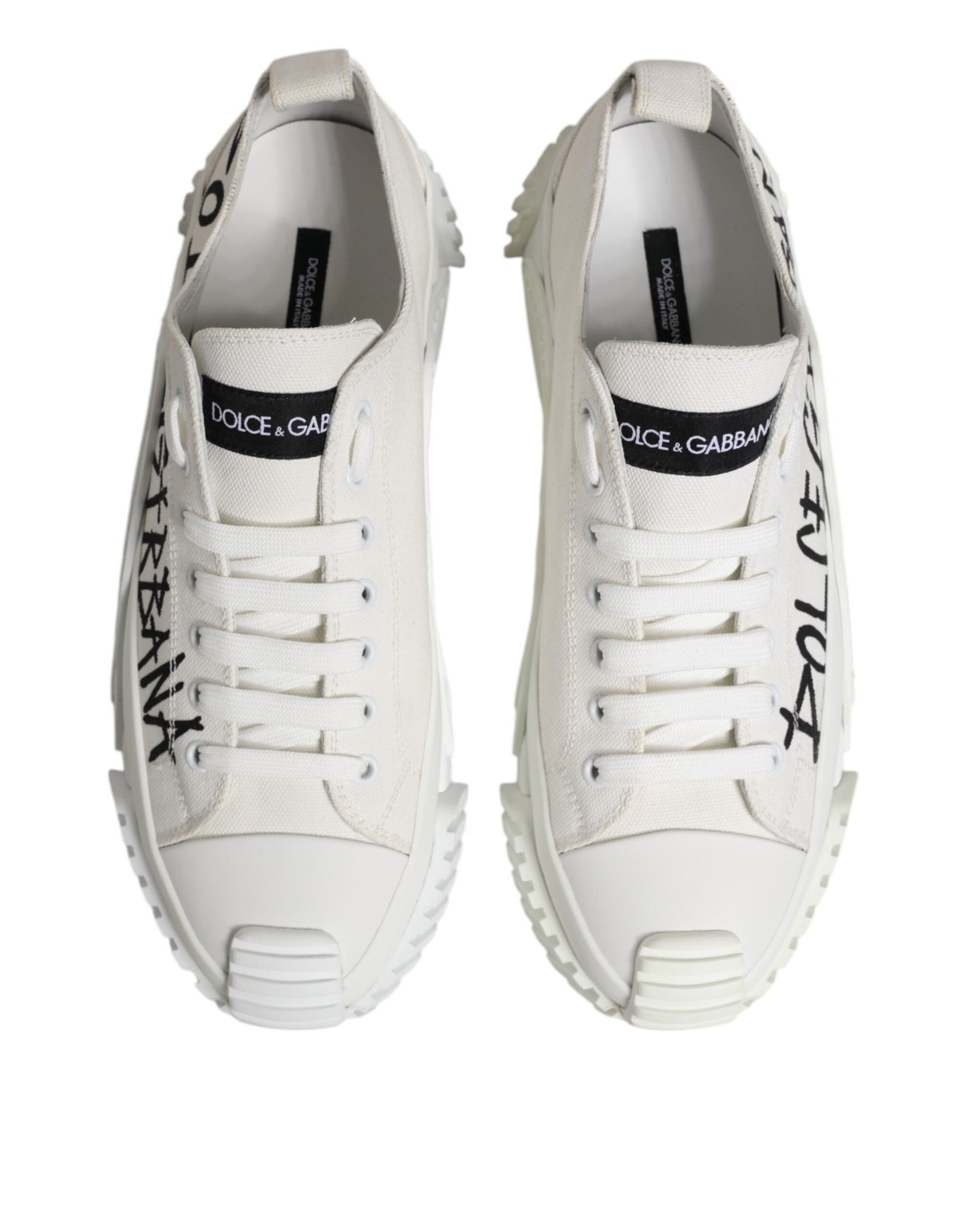 Dolce & Gabbana Weiße Logo Print Lace Up Low Top Sneakers Schuhe