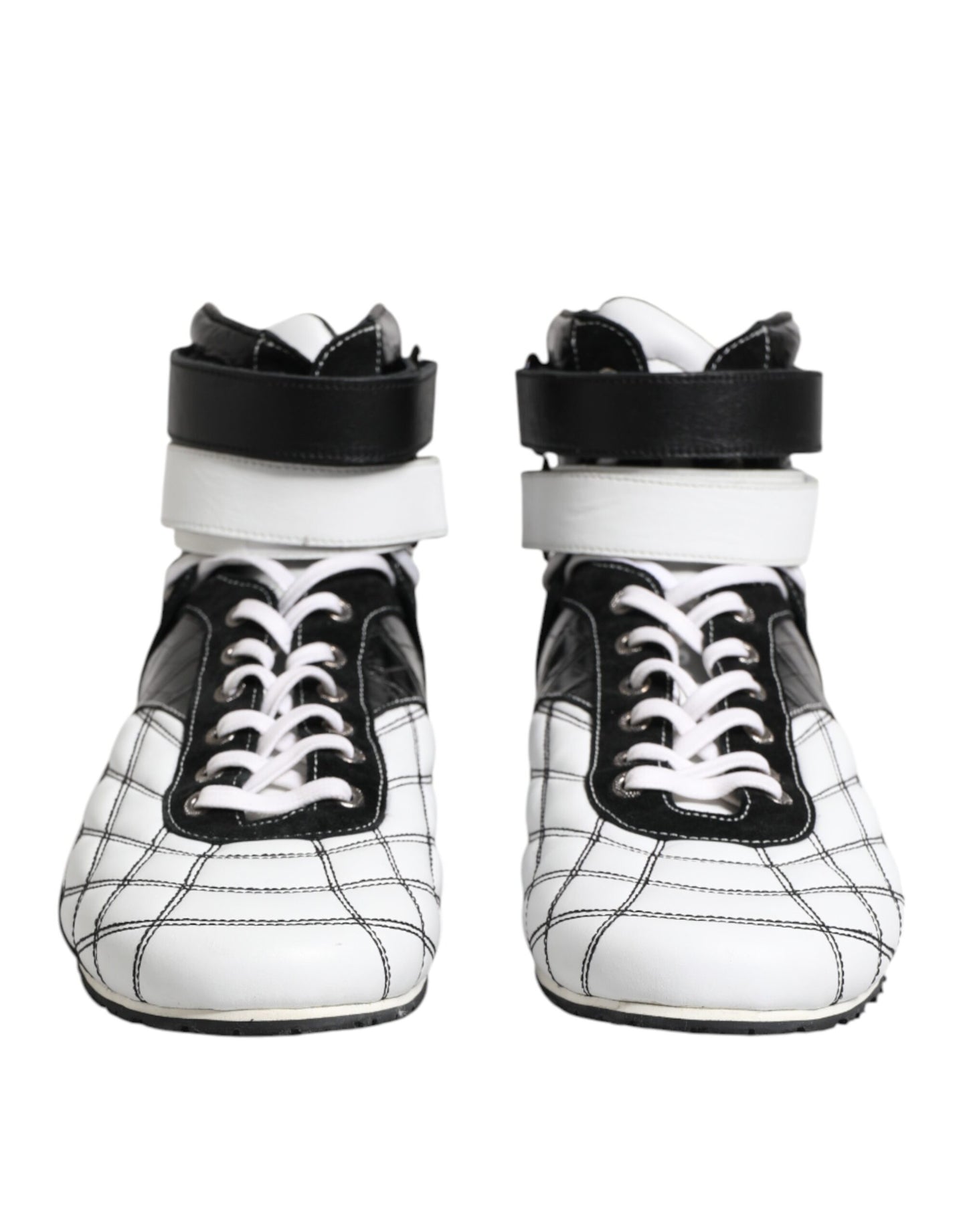 Dolce & Gabbana Schwarz Weiß Leder High Top Sneakers Schuhe