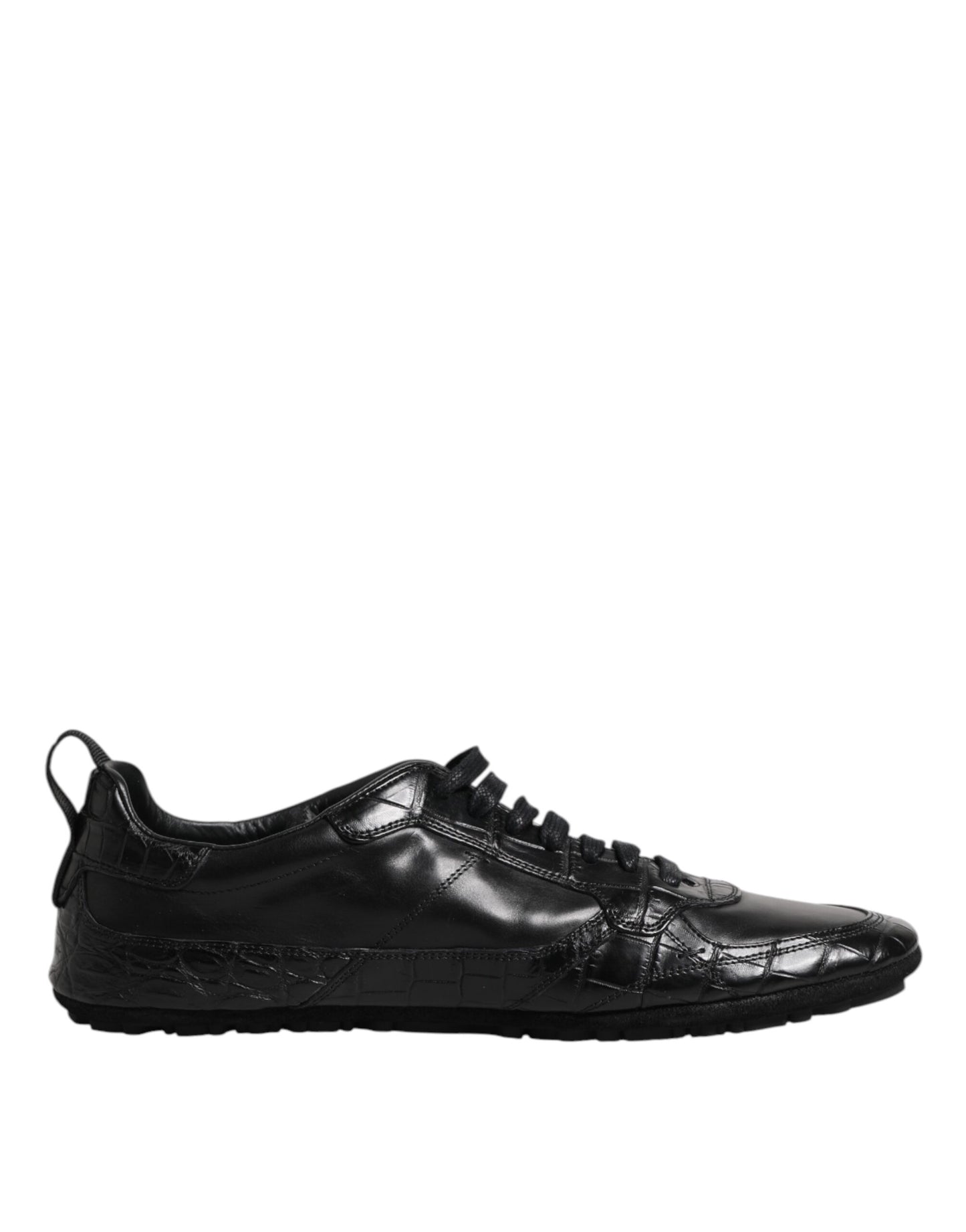 Dolce & Gabbana Schwarze Exotische Leder Low Top Sneakers Schuhe