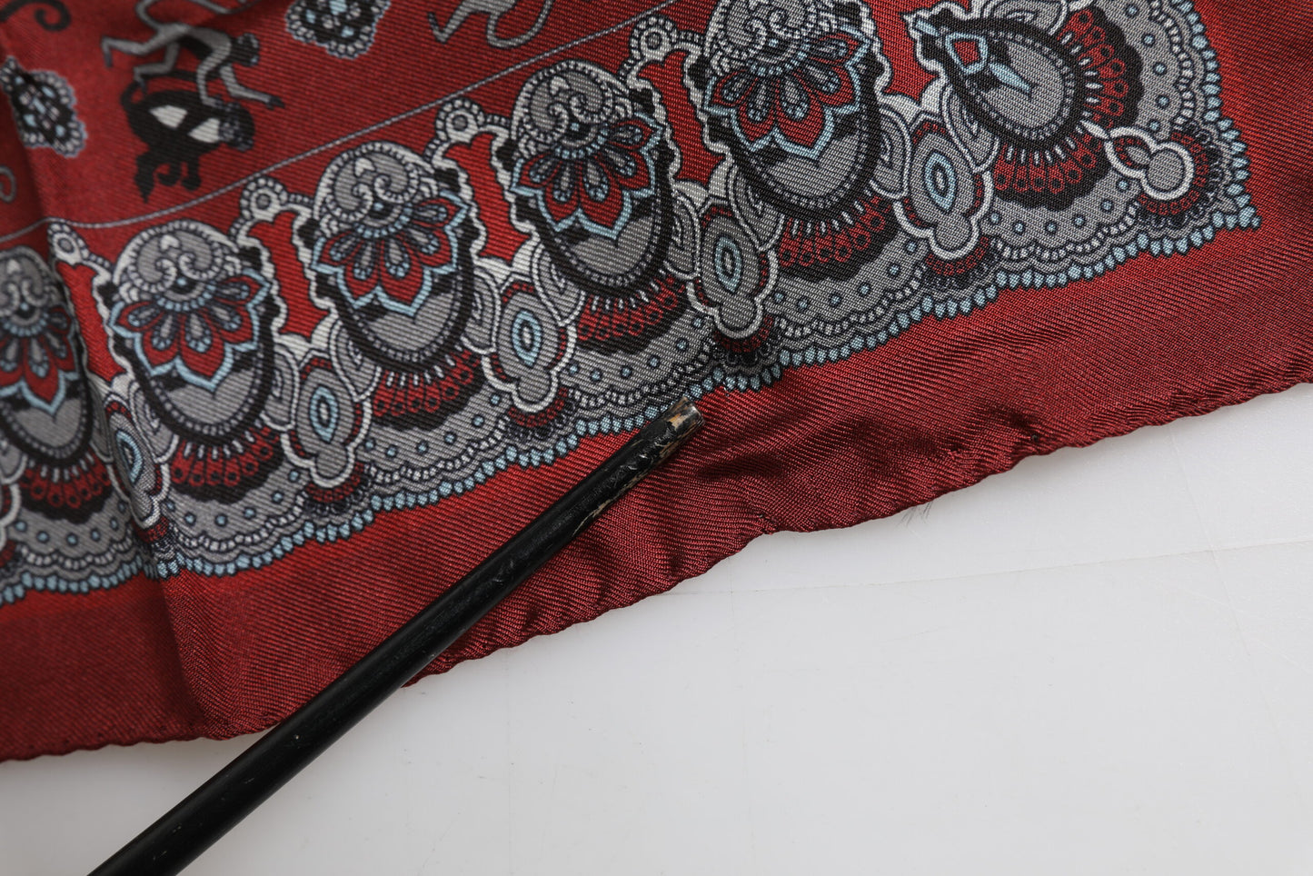 Dolce & Gabbana Maroon Monkey Print Silk Square Foulard Schal