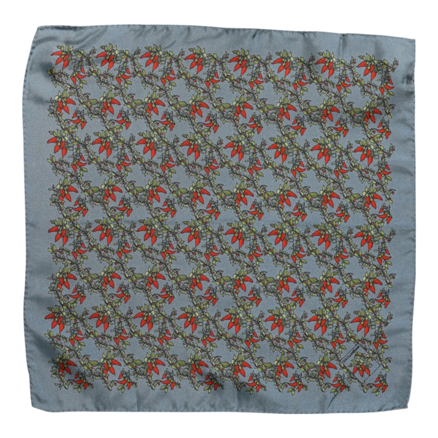 Dolce & Gabbana Grauer Chilis Seidenschal Quadratisch Herren Foulard Schal