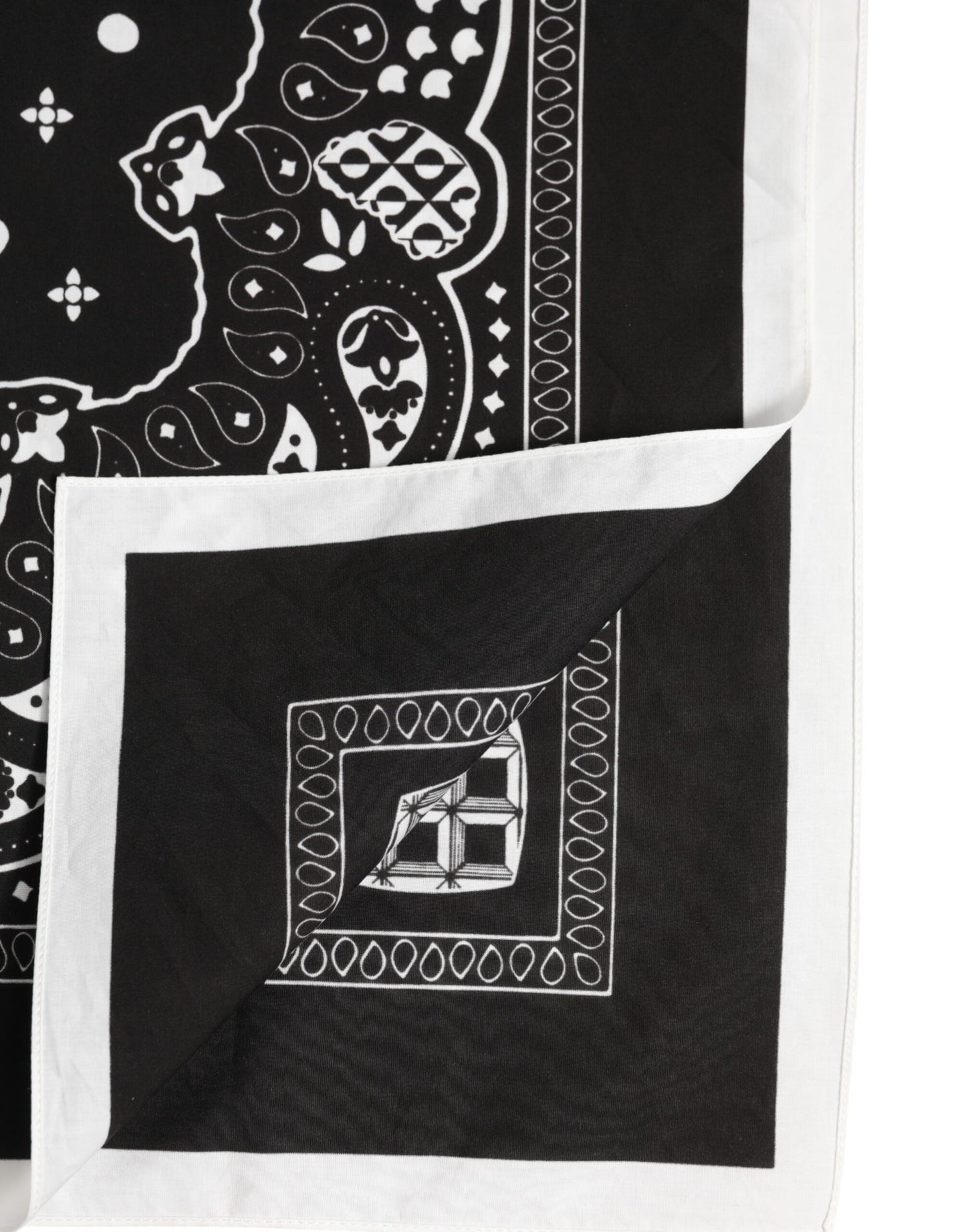 Dolce & Gabbana Schwarz Weißes Bandana Quadratisch Männer Foulard Schal