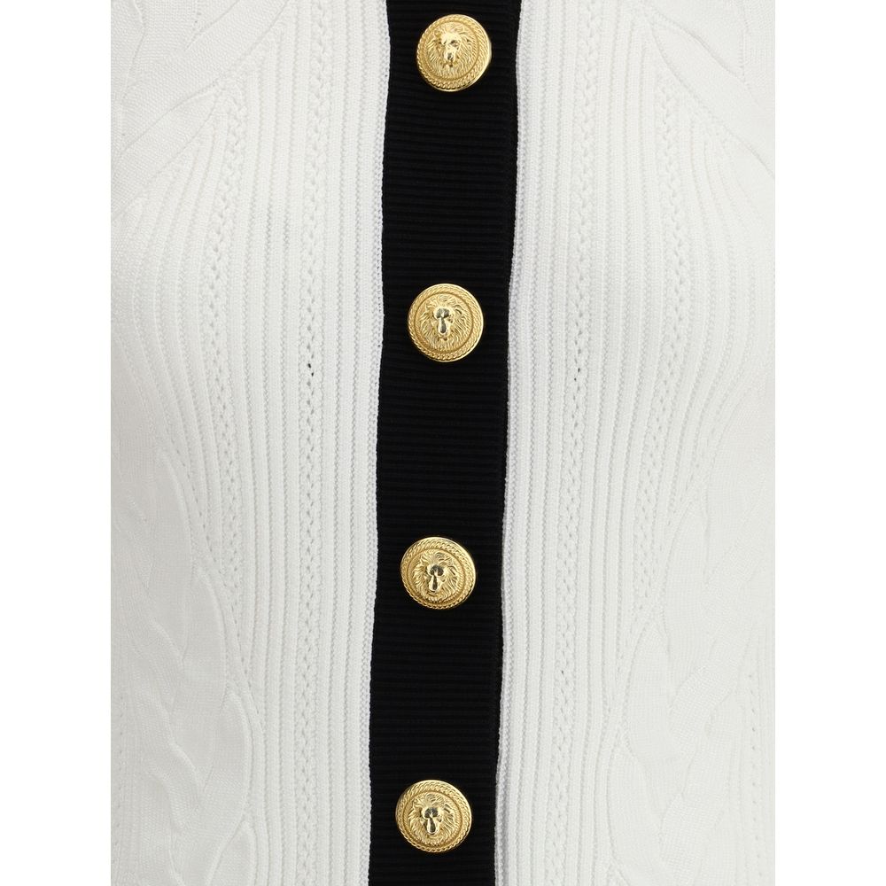 Balmain Strickjacke mit Kontrastbesatz