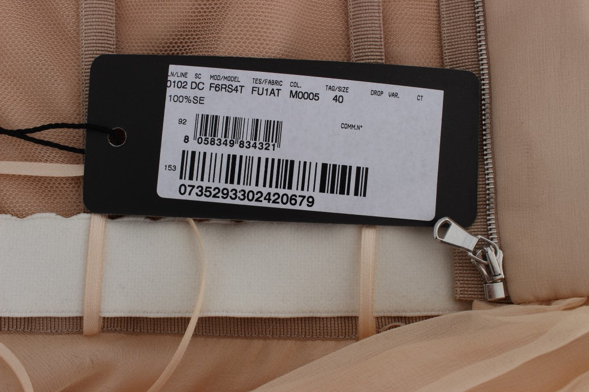 Dolce & Gabbana Beige Seide Ballkleid in voller Länge Kleid