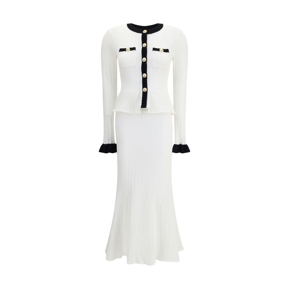 Self-Portrait Langes Kleid aus Pointelle-Strick
