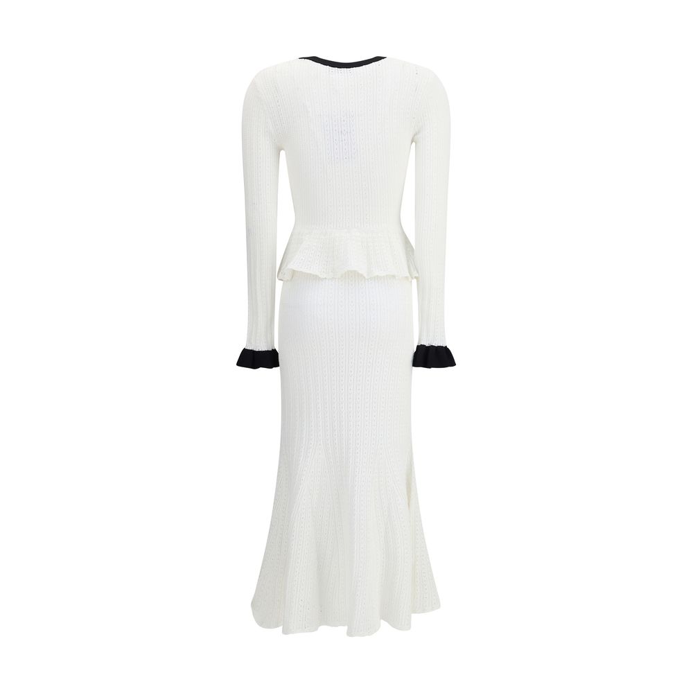Self-Portrait Langes Kleid aus Pointelle-Strick