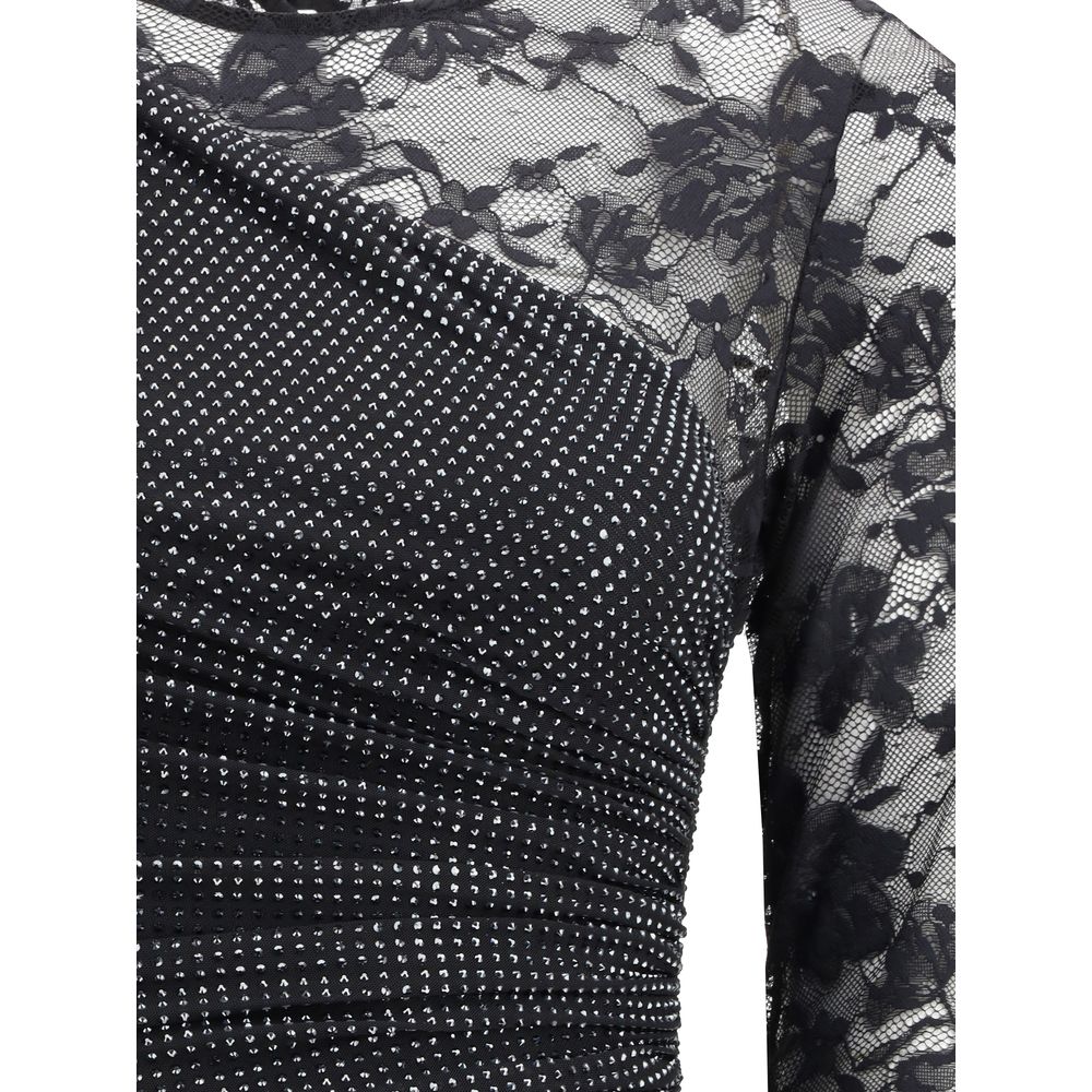 Self-Portrait Langes Kleid aus Spitze und Strass
