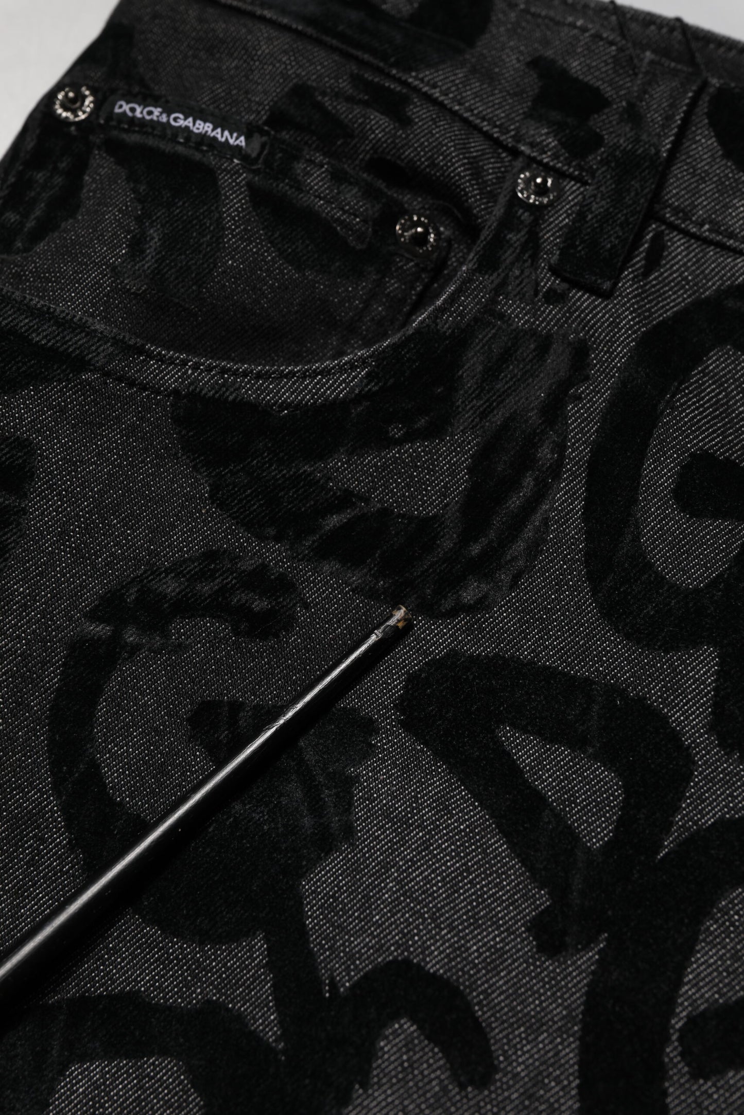 Dolce & Gabbana Graue Baumwolle DG Logo Straight Herren Denim Jeans