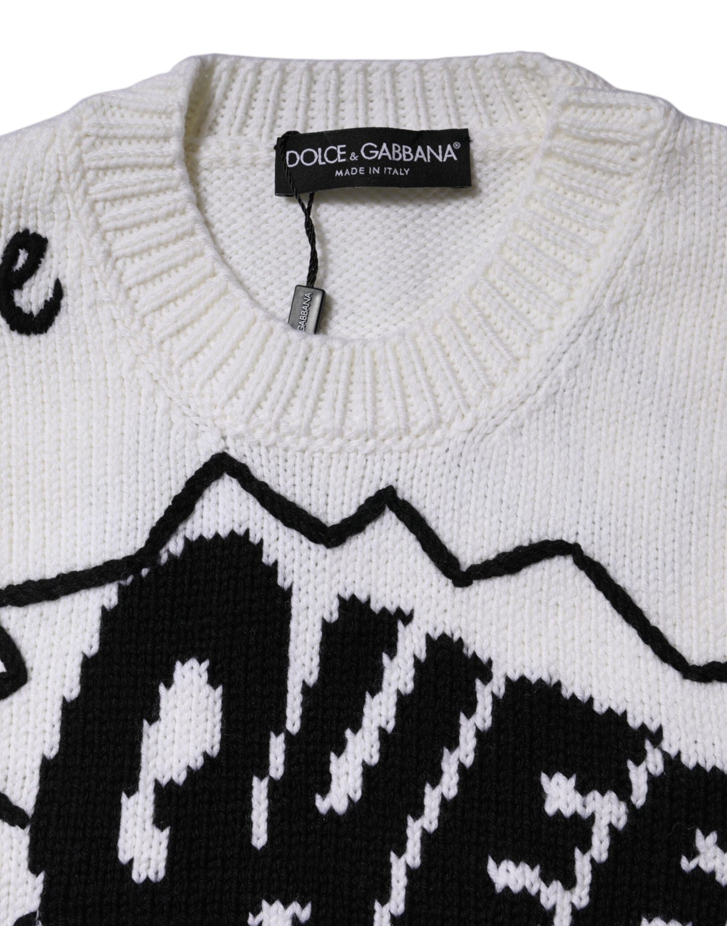 Dolce & Gabbana Weißer Pullover mit Rundhalsausschnitt aus Wolle