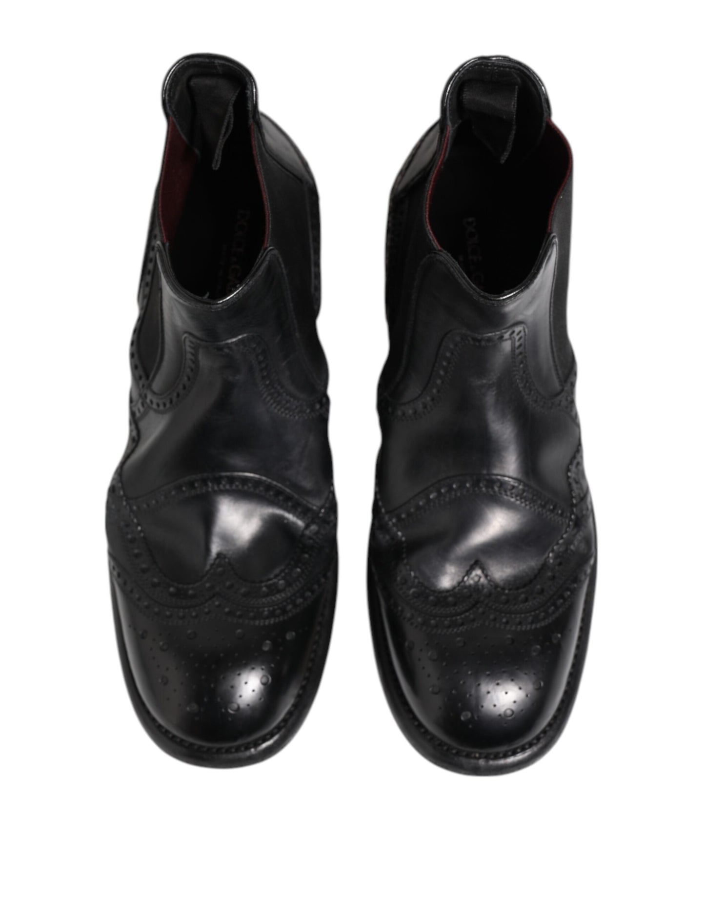 Dolce & Gabbana Schwarze Lederstiefeletten Slip On Schuhe