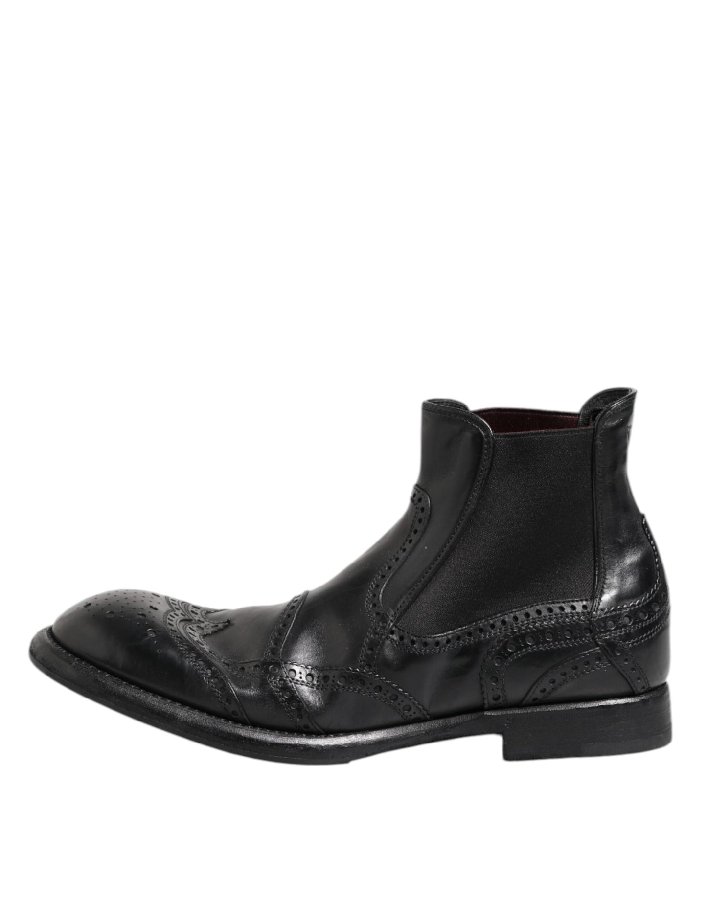 Dolce & Gabbana Schwarze Lederstiefeletten Slip On Schuhe