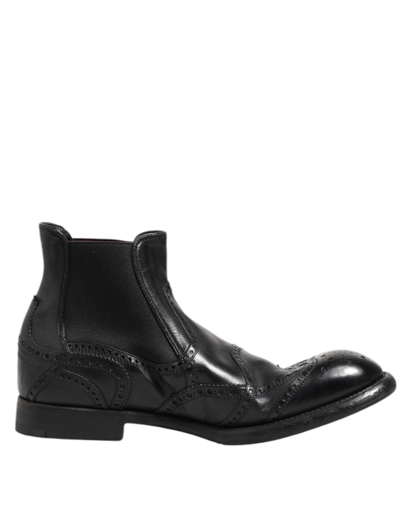 Dolce & Gabbana Schwarze Lederstiefeletten Slip On Schuhe