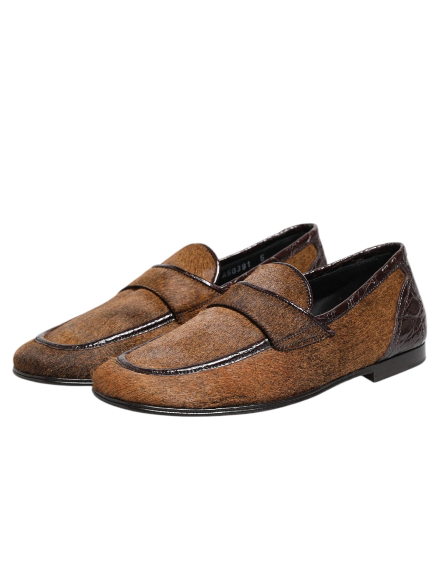 Dolce & Gabbana Braun Loafers Leder Slip On Männer Kleid Schuhe